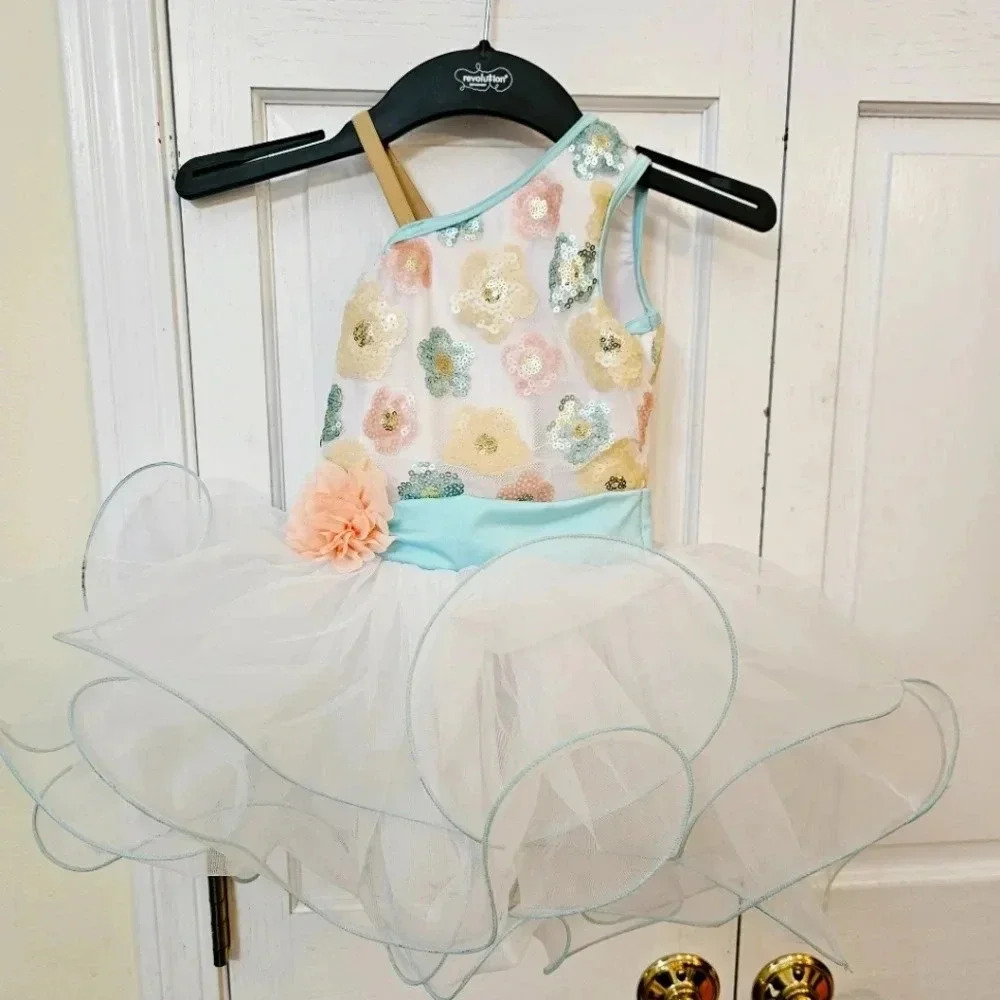 Revolution dancewear, beautiful flower leotard tutu girls size S